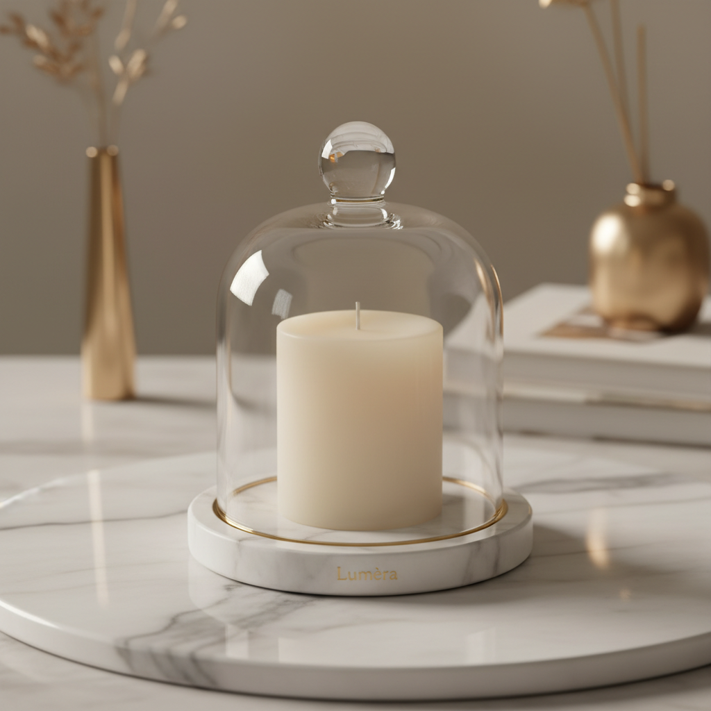Marble Candle Cloche Set